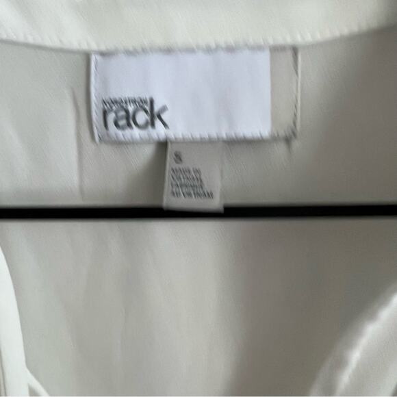 Nordstrom Rack White Ruffle Tie Neck Blouse Top Neutral Feminine Small - Picture 3 of 5